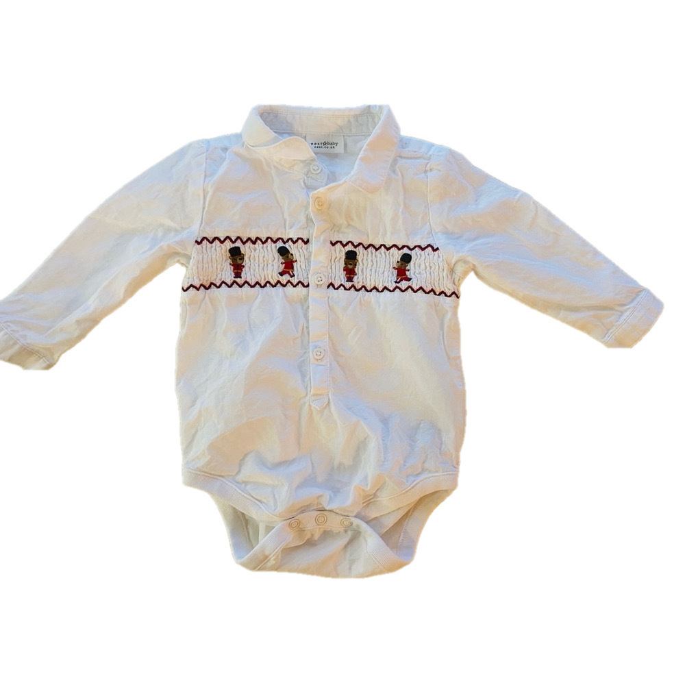 Adorable baby boy long sleeve dress shirt bodysuit - Next -6-9m, embroidered